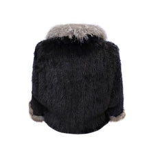 Load image into Gallery viewer, KNITTED MINK FUR CAPE WITH FOX FUR COLLAR #BLACK&GREY