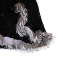 Load image into Gallery viewer, KNITTED MINK FUR CAPE WITH FOX FUR COLLAR #BLACK&GREY