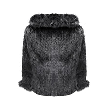 Load image into Gallery viewer, KNITTED MINK FUR CAPE WITH FOX FUR COLLAR #BLACK