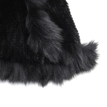 Load image into Gallery viewer, KNITTED MINK FUR CAPE WITH FOX FUR COLLAR #BLACK
