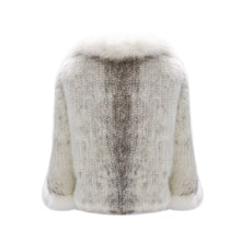 Load image into Gallery viewer, KNITTED MINK FUR CAPE WITH FOX FUR COLLAR #WHITE&GREY