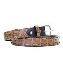Load image into Gallery viewer, AUSTRALIAN SALTWATER CROCODILE SKIN GENUINE LEATHER BELTS #CHESTNUT