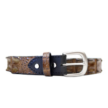 Load image into Gallery viewer, AUSTRALIAN SALTWATER CROCODILE SKIN GENUINE LEATHER BELTS #CHESTNUT