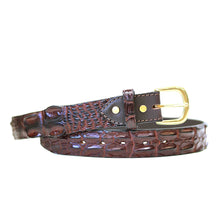 Load image into Gallery viewer, AUSTRALIAN SALTWATER CROCODILE SKIN GENUINE LEATHER BELTS #CHOCOLATE