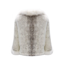 Load image into Gallery viewer, KNITTED MINK FUR CAPE WITH FOX FUR COLLAR #WHITE&amp;GREY
