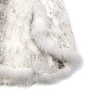 Load image into Gallery viewer, KNITTED MINK FUR CAPE WITH FOX FUR COLLAR #WHITE&amp;GREY
