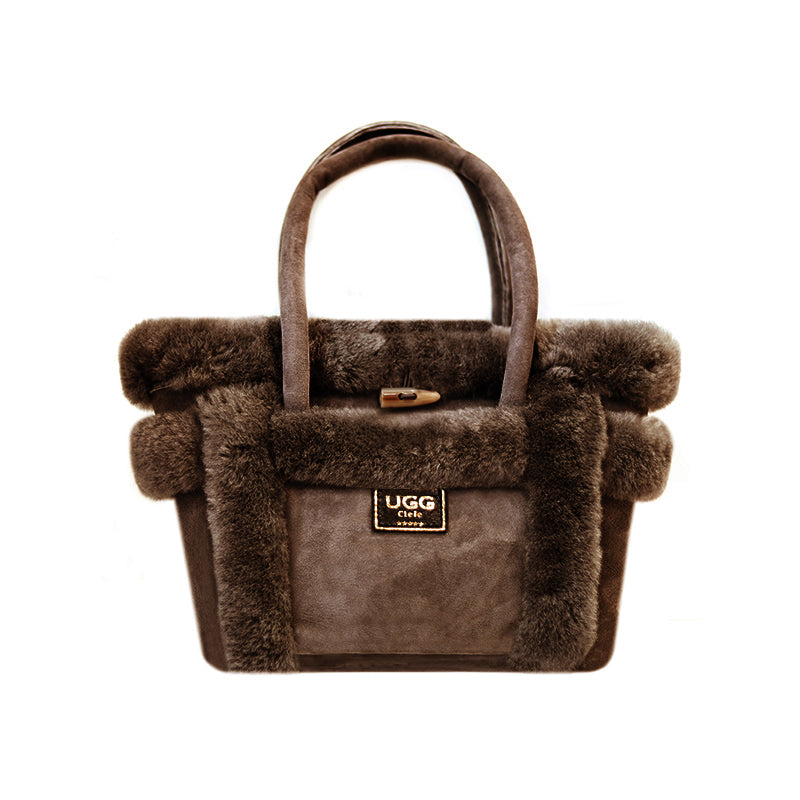 SHEEPSKIN HANDBAG #CHOCOLATE