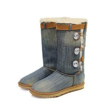 Load image into Gallery viewer, UGG CIELE DENIM 3 CRYSTAL BUTTON LONG BOOTS
