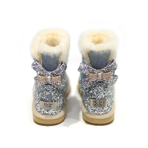 UGG CIELE DENIM CRYSTAL RIBBON BOOTS