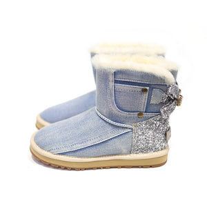 UGG CIELE DENIM CRYSTAL RIBBON BOOTS