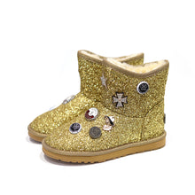 Load image into Gallery viewer, UGG CIELE BADGES CRYSTAL MINI BOOTS #gold
