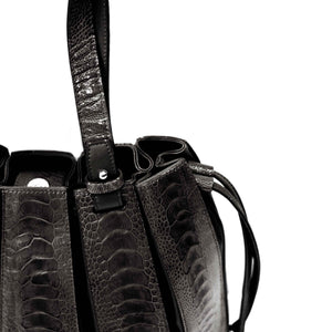 OSTRICH LEATHER BAG #BLACK